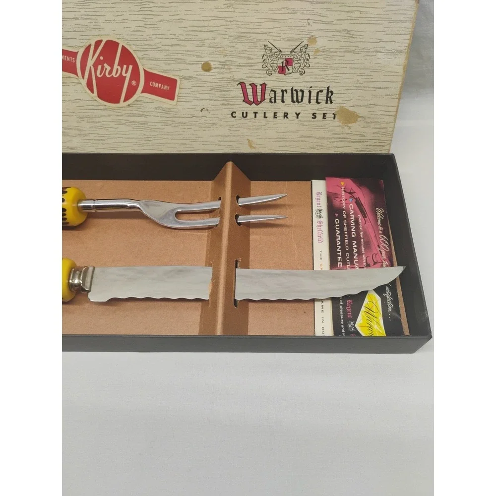 Vtg Regent Sheffield Warwick Cutlery Set Carving Knife & Fork Kirby Company Gift